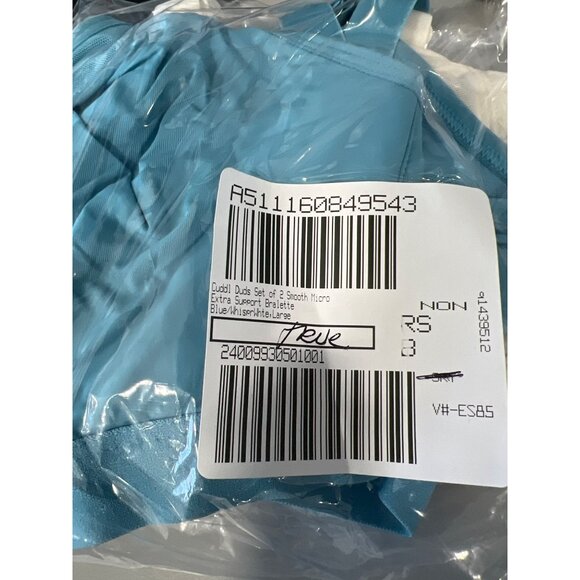 Cuddl Duds Set of 2 Smooth Micro Extra Support Bralette Blue Whisper White Large - Picture 2 of 6